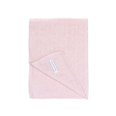 Cashmere Cable Knit Blanket In Softly Pink