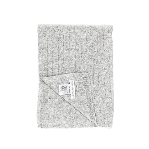 Cashmere Cable Knit Blanket In Cloud Grey