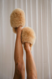 The Little Finery Alpaca Slippers ™ in Buffy Beige