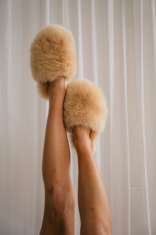 The Little Finery Alpaca Slippers ™ in Buffy Beige