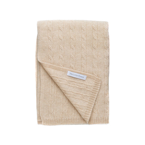Cashmere Cable Knit Blanket In Oatmeal