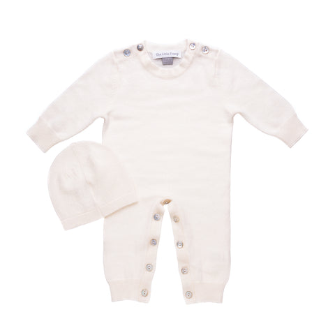 Cashmere Baby Onesie in Ecru White, Navy Blue or Softly Pink