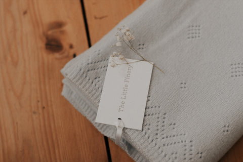 Cashmere Pointelle Blanket In Baby Blue